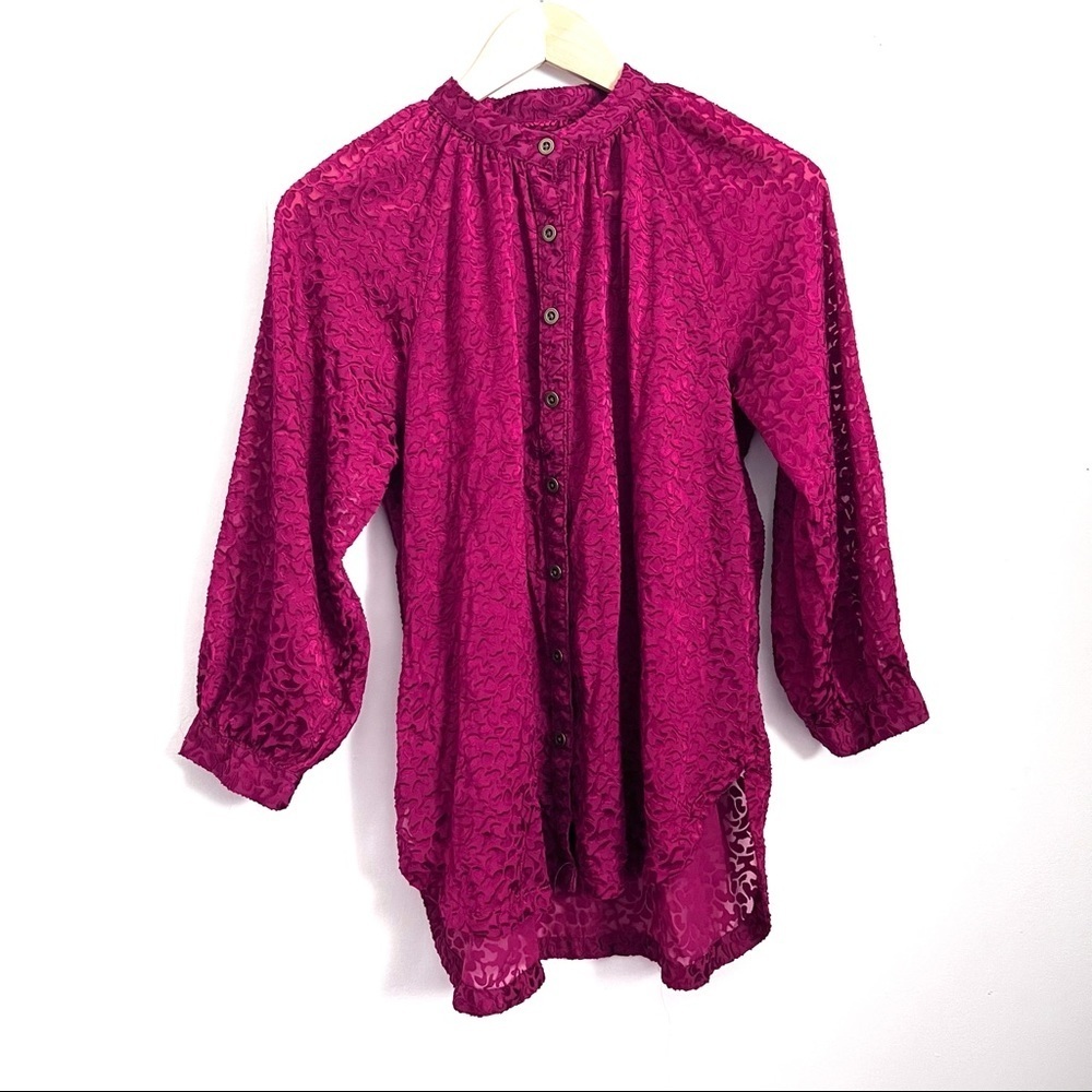 by Anthropologie Susanna Burnout Velvet Button down top